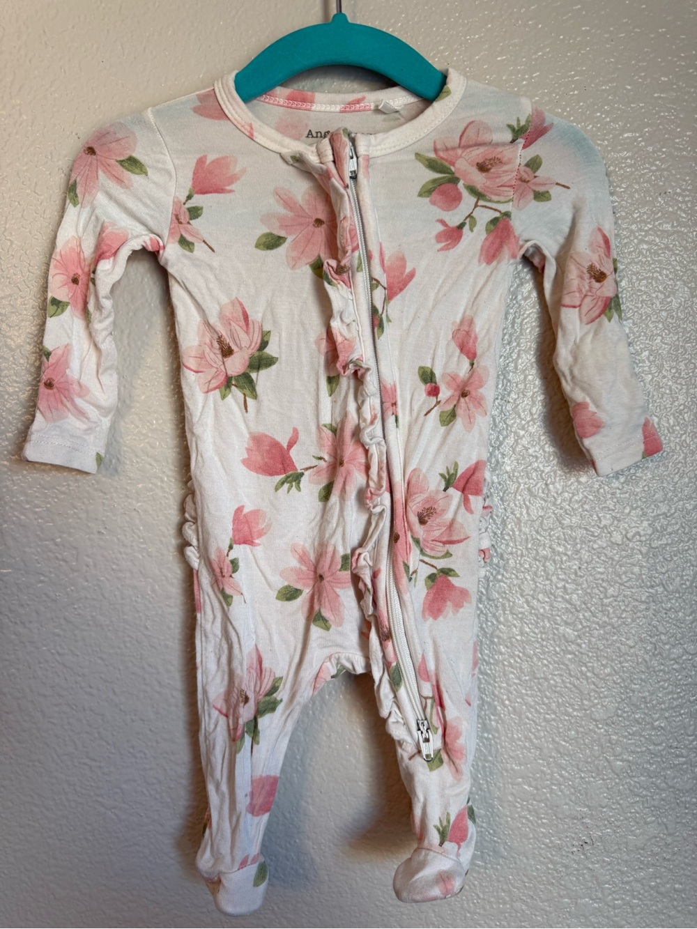 Angel Dear Pink Floral Footed Baby One-Piece